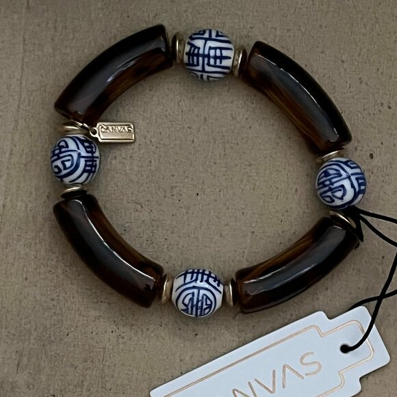 Joon Leopard Print Oriental Beaded Bracelet    NEW - Picture 1 of 3